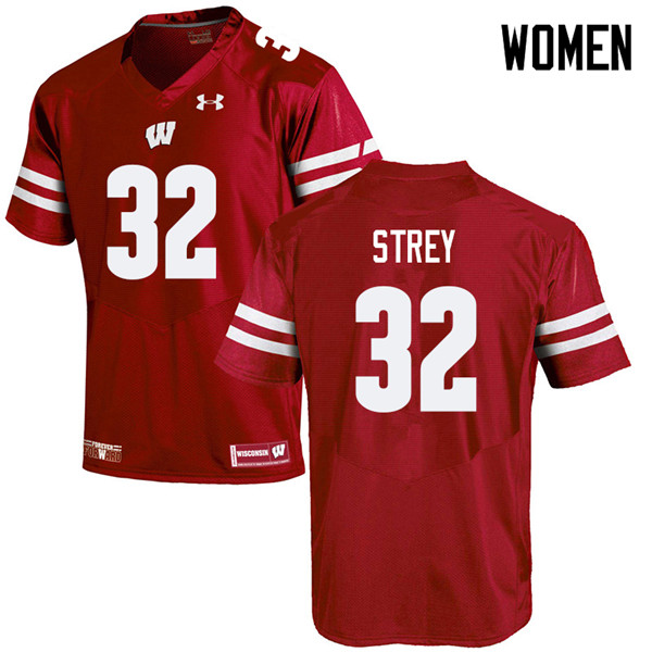 Women #32 Marty Strey Wisconsin Badgers College Football Jerseys Sale-Red